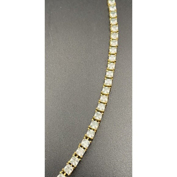 Unisex 3mm Necklace Tennis Choker Yellow Gold Tone Solitaire CZ 19" Hip Hop Iced - Picture 3 of 7